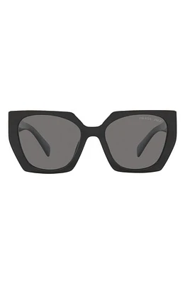 Prada 54mm Polarized Irregular Sunglasses in Black at Nordstrom