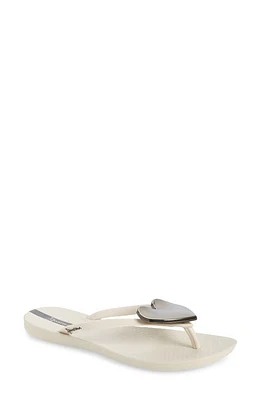 Ipanema Wave Heart Flip Flop Beige/Beige/Black at Nordstrom,