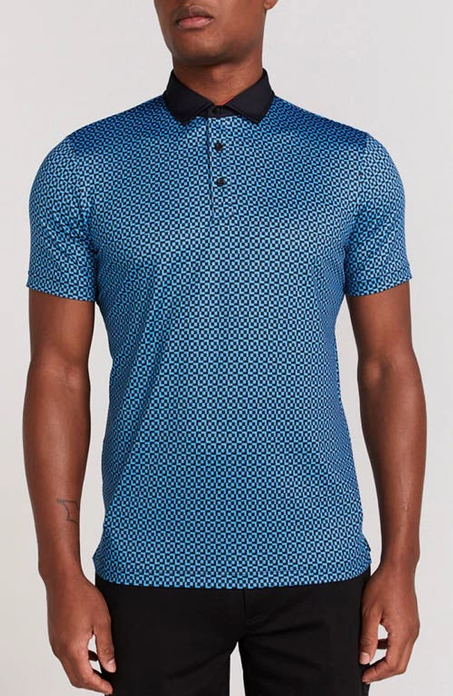 Redvanly Blake Geo Print Polo Black at Nordstrom,