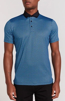 Redvanly Blake Geo Print Polo Black at Nordstrom,