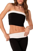 EDIKTED Contrast Crop Tube Top Black-And-White at Nordstrom,