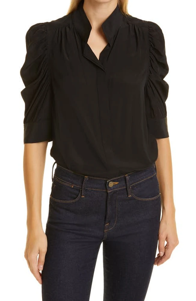 FRAME Gillian Puff Sleeve Silk Blouse at Nordstrom,