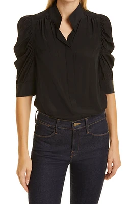 FRAME Gillian Puff Sleeve Silk Blouse at Nordstrom,