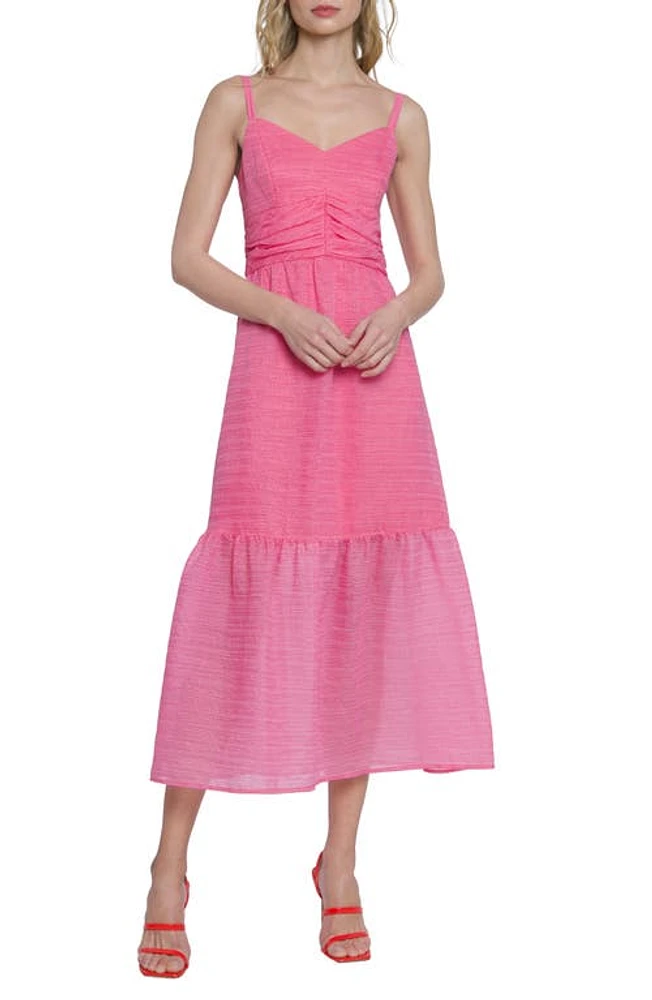 DONNA MORGAN FOR MAGGY Texture Tiered Midi Dress Pink at Nordstrom,