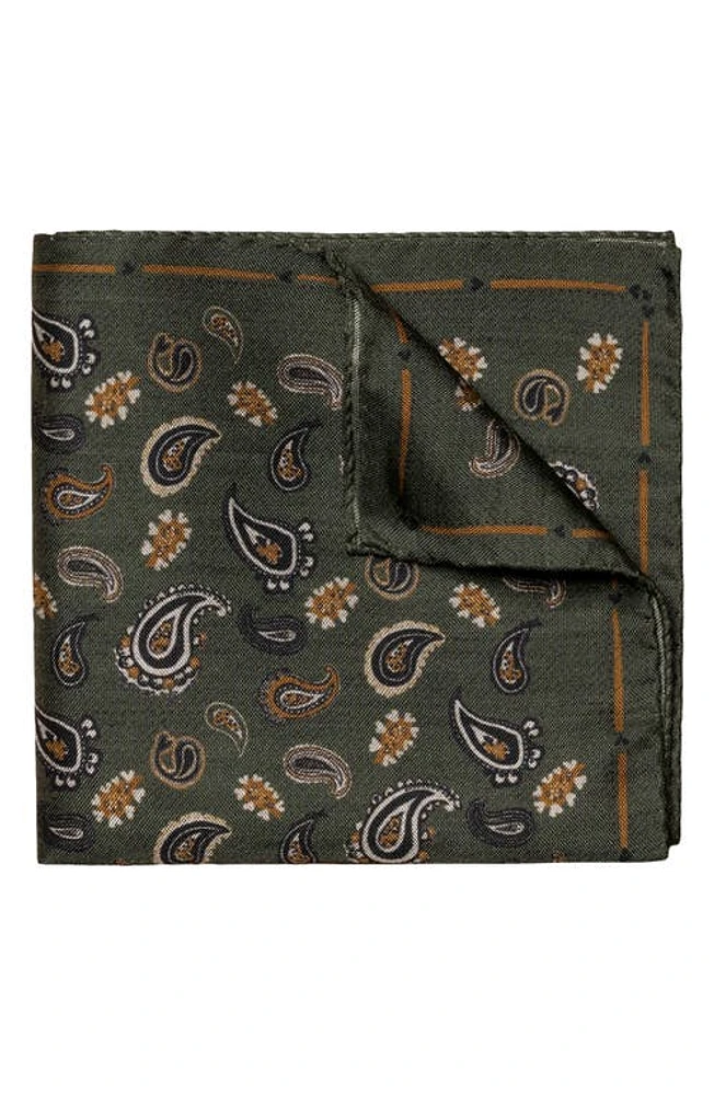 Eton Paisley Silk Pocket Square in Dark Green at Nordstrom