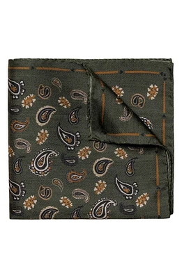 Eton Paisley Silk Pocket Square in Dark Green at Nordstrom