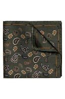 Eton Paisley Silk Pocket Square in Dark Green at Nordstrom