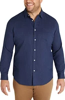 Johnny Bigg Anders Linen Blend Button-Up Shirt Navy at Nordstrom,