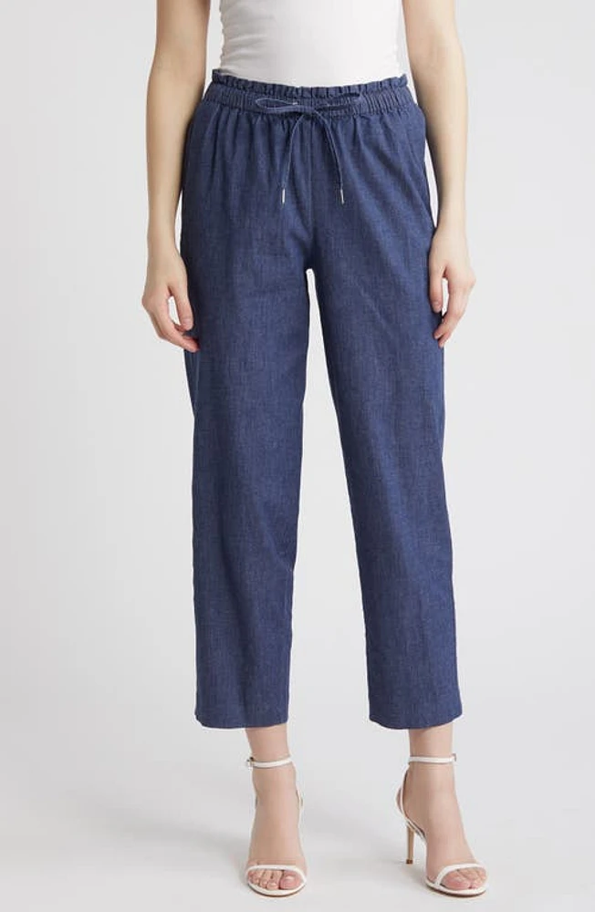 Anne Klein Paperbag Waist Ankle Pants Dark Wash at Nordstrom,