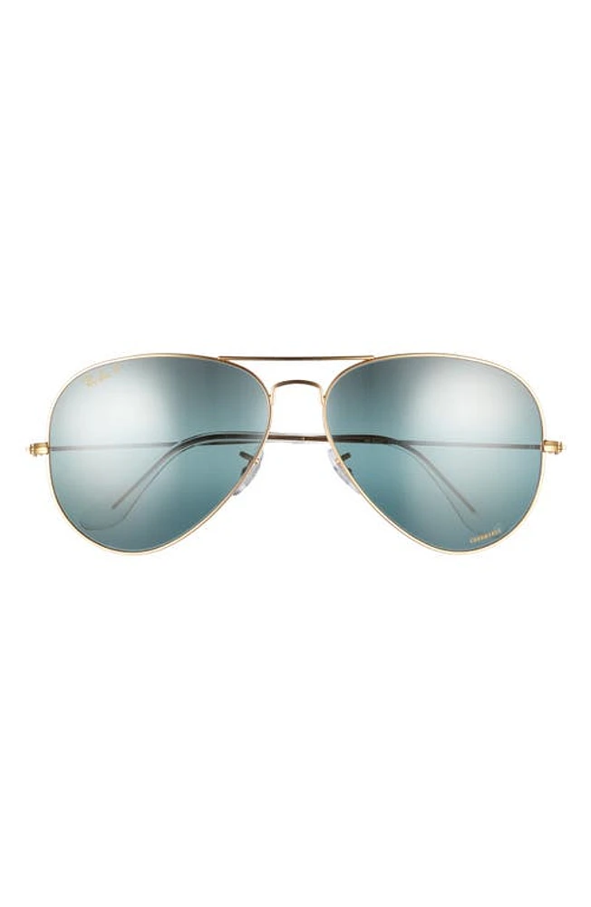 Ray-Ban 62mm Polarized Oversize Pilot Sunglasses in Dark Blue at Nordstrom