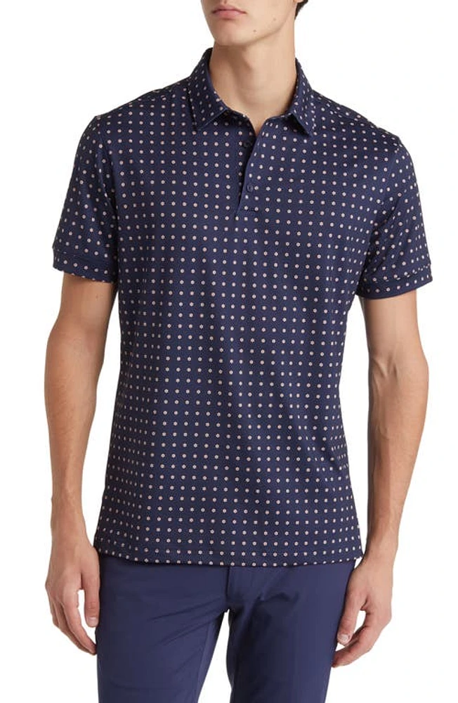 Mizzen+Main Versa Navy Linear Floral Performance Golf Polo in Blue at Nordstrom, Size Xx-Large