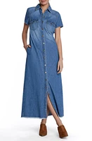 Wash Lab Denim Maxi Shirtdress Blue at Nordstrom,