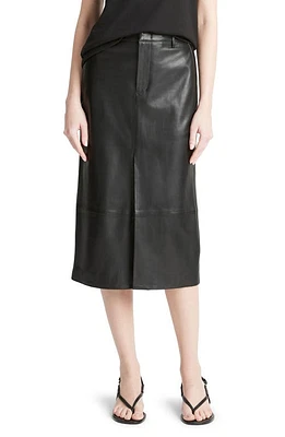 Vince Straight Fit Leather Midi Skirt at Nordstrom,