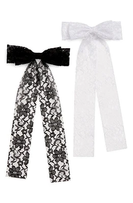 Tasha Pack of 2 Lace Bow Barrettes in Black/White at Nordstrom