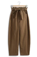 & Other Stories Belted Wide Leg Ankle Pants Beige Dark at Nordstrom,