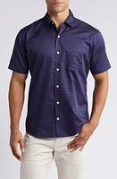 Peter Millar Palmico Neat Short Sleeve Cotton Button-Up Shirt Clay Rose at Nordstrom,