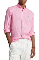 Polo Ralph Lauren Piece Dyed Linen Button-Down Shirt Harbor Pink at Nordstrom,