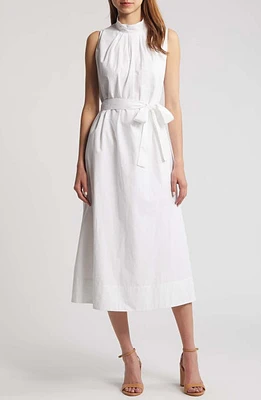 Du Paradis Malibu Mock Neck Midi Dress White at Nordstrom,