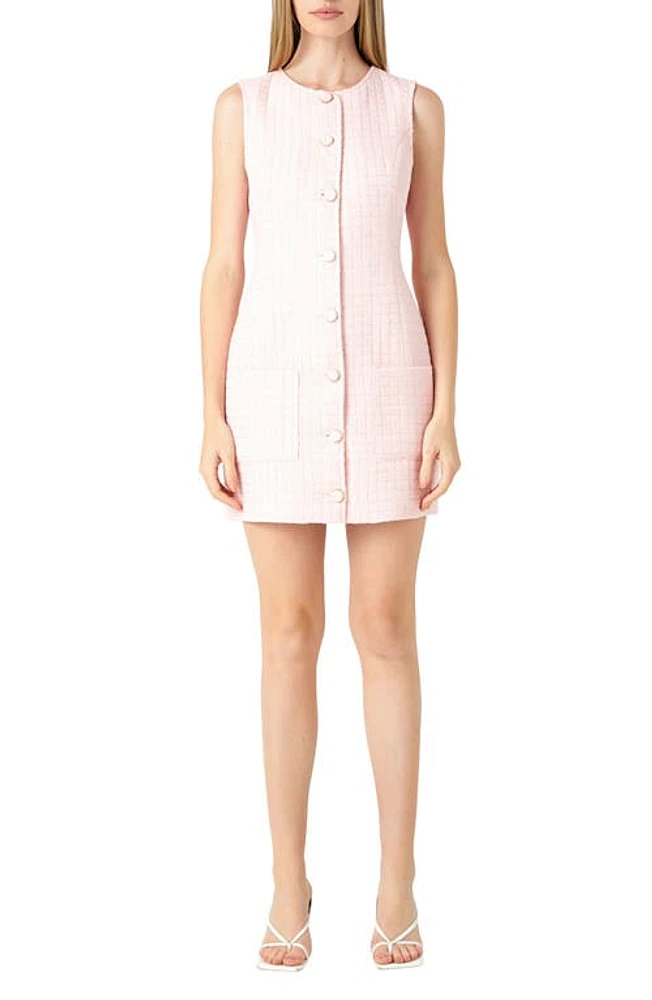 Endless Rose Sequin Tweed Button-Up Minidress Pink at Nordstrom,