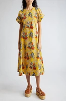 Ulla Johnson Devon Floral Cotton Midi Dress in Marigold at Nordstrom, Size 0