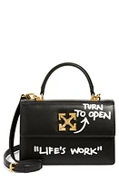 Off-White Jitney 1.4 Quote Leather Top Handle Bag in Black White at Nordstrom