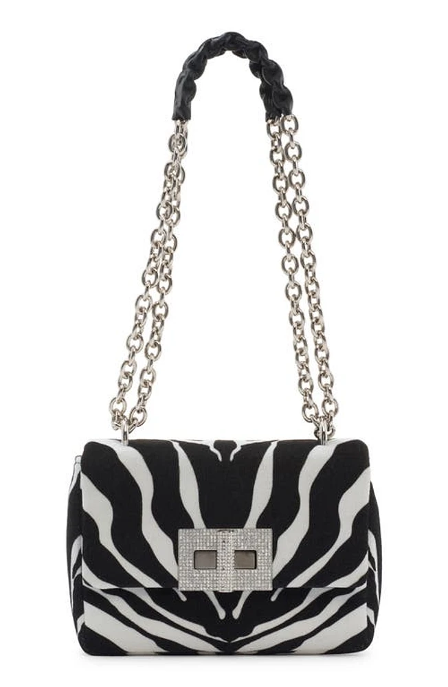 TOM FORD Small Natalia Zebra Stripe Velveteen Shoulder Bag in Black/White/Black at Nordstrom