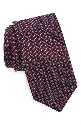 Canali Neat Silk Tie in Dark Red at Nordstrom