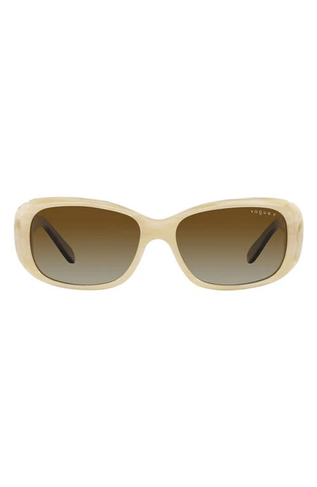 VOGUE 55mm Gradient Polarized Rectangular Sunglasses in Beige Horn at Nordstrom