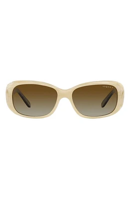 VOGUE 55mm Gradient Polarized Rectangular Sunglasses in Beige Horn at Nordstrom