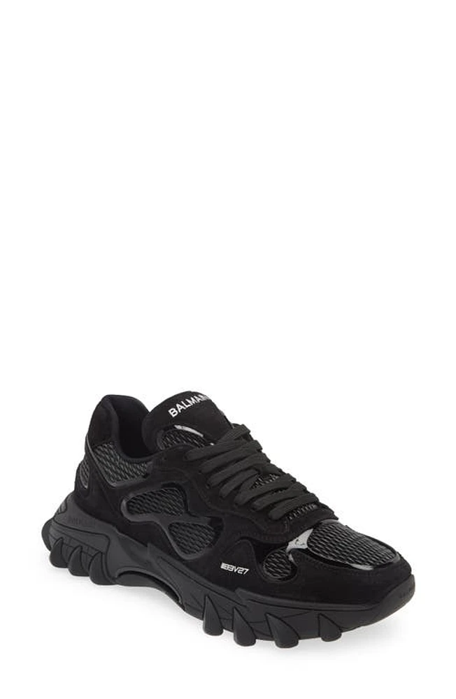 Balmain B-East Mixed Media Sneaker Black at Nordstrom,