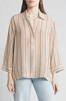 Rails Banks Stripe Linen Blend Leno Shirt Palo Santo at Nordstrom,