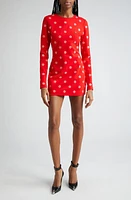 Area Polka Dot Long Sleeve Ponte Jersey Minidress in Scarlet at Nordstrom, Size Large