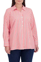 Foxcroft Pamela Stripe Stretch Tunic Blouse at Nordstrom,