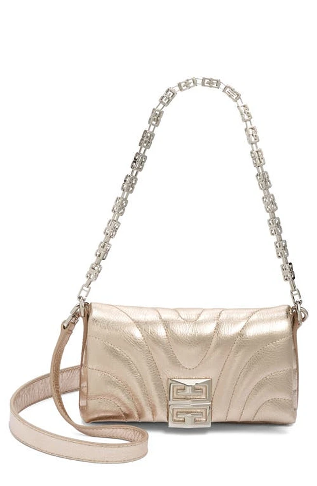 Givenchy Micro 4G Soft Quilted Metallic Leather Crossbody Bag in Dusty Gold at Nordstrom