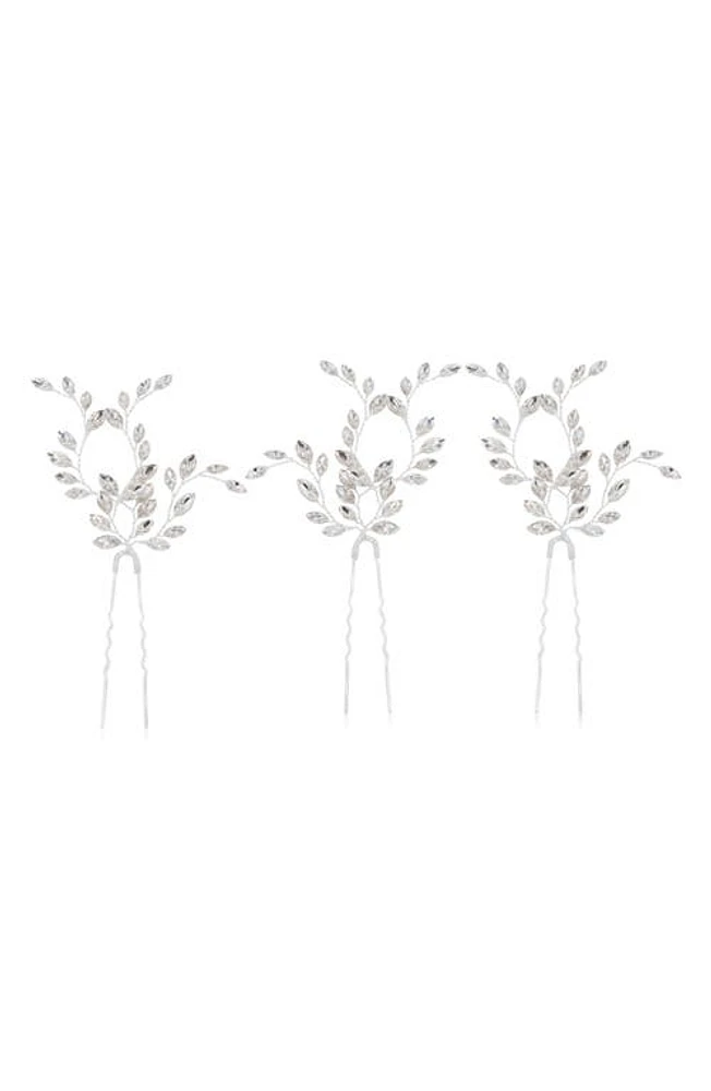 Brides & Hairpins Fawn Set of 3 Swarovski Crystal Hair Pins in Silver at Nordstrom