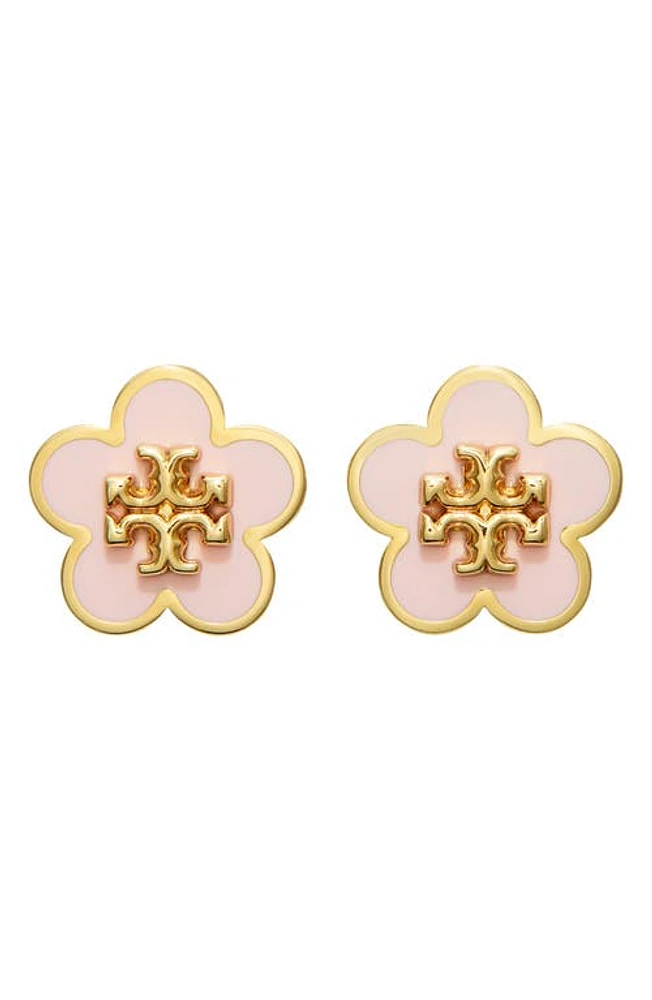 Tory Burch Flower Stud Earrings in Tory Gold /Orchid Pink at Nordstrom