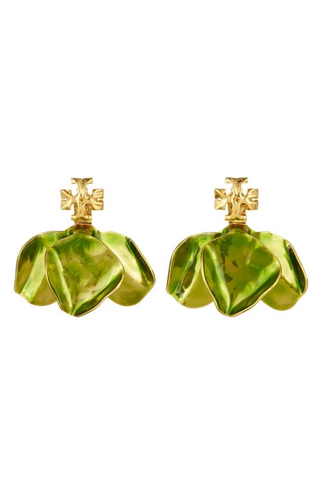 Tory Burch Roxanne Front/Back Earrings in Gold /Green at Nordstrom