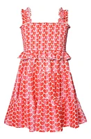 Truly Me Kids' Metallic Heart Smocked Tiered Dress Pink Multi at Nordstrom,