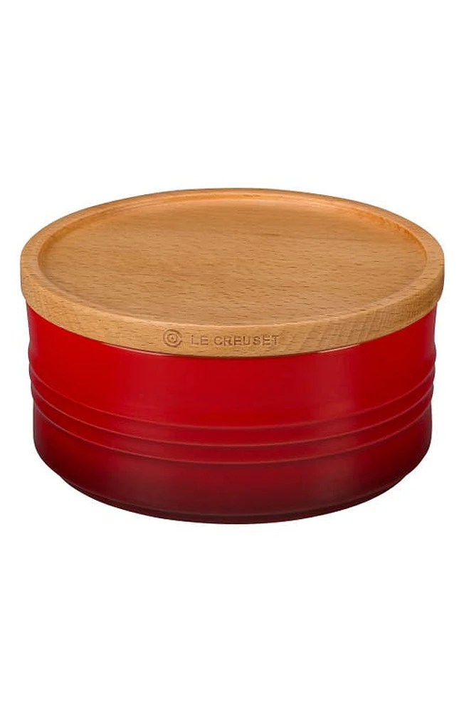 Le Creuset Glazed Stoneware 23 Ounce Storage Canister with Wooden Lid in Cherry at Nordstrom