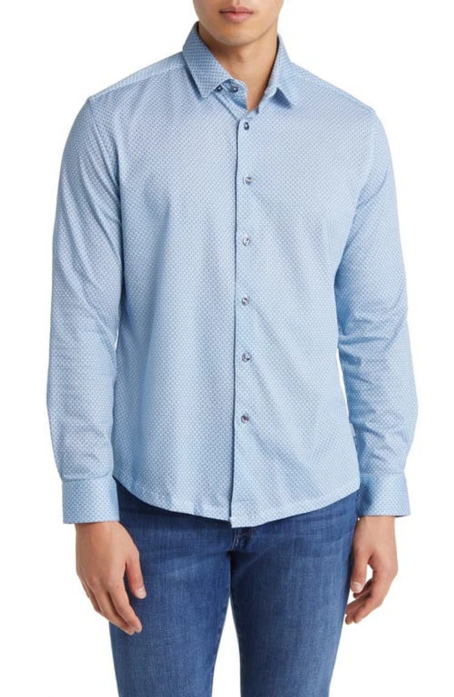 Stone Rose Hourglass Geo Dry Touch Performance Jersey Button-Up Shirt at Nordstrom