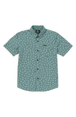 Volcom Kids' Interstone Short Sleeve Button-Up Shirt Service Blue at