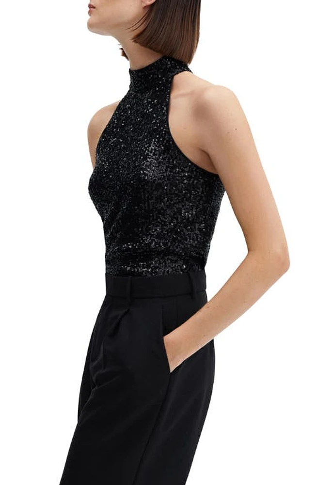 MANGO Sequin Top in Black at Nordstrom, Size Small