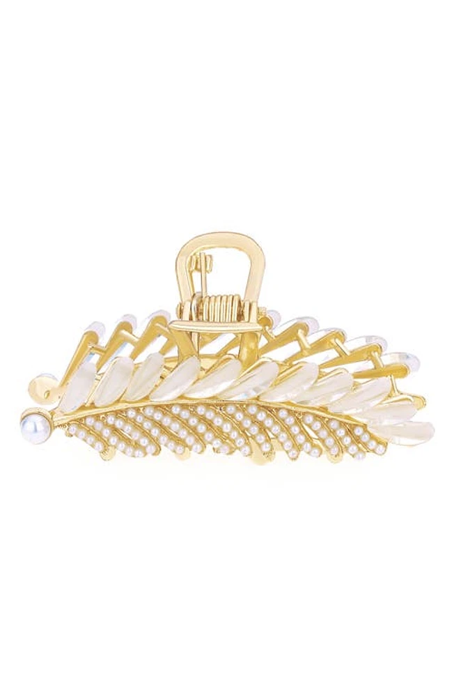 Ettika Greek Goddess Rhinestone & Imitation Pearl Claw Clip in Gold at Nordstrom