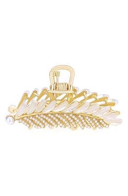 Ettika Greek Goddess Rhinestone & Imitation Pearl Claw Clip in Gold at Nordstrom