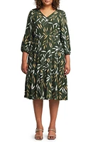 Estelle Brighton Foliage Print Midi Dress Olive/Milk at Nordstrom,