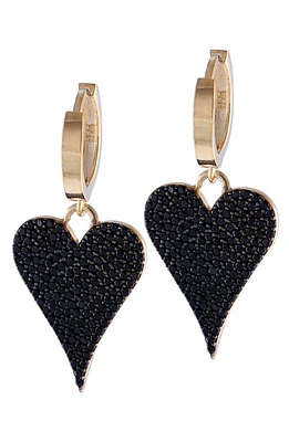 SHYMI Pavé Heart Drop Huggie Hoop Earrings in Gold /Black at Nordstrom