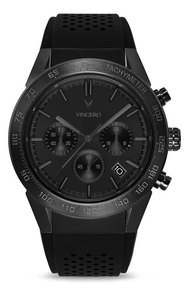 Vincero The Rogue Chronograph Silicone Strap Watch, 43mm in Black at Nordstrom