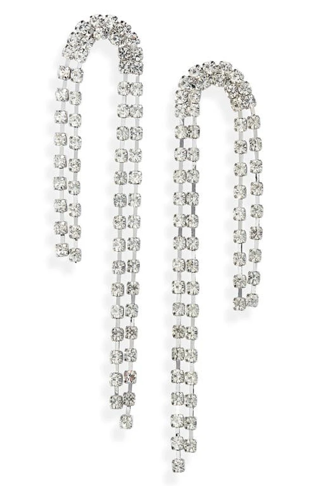 Open Edit Rhinestone Curved Strand Earrings in Clear- Rhodium at Nordstrom