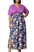 Kiyonna Havana Mixed Media Floral Maxi Dress Print at Nordstrom,