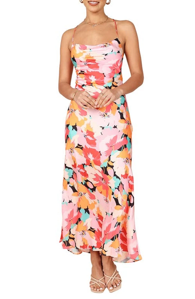 Petal & Pup Posse Floral Lace-Up Back Maxi Dress Pink at Nordstrom,